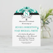 Invitation Emerald Monogram Wedding Inviter ou toute couleur (Debout devant)