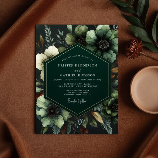 Invitation Emerald Moody Bloom Wedding