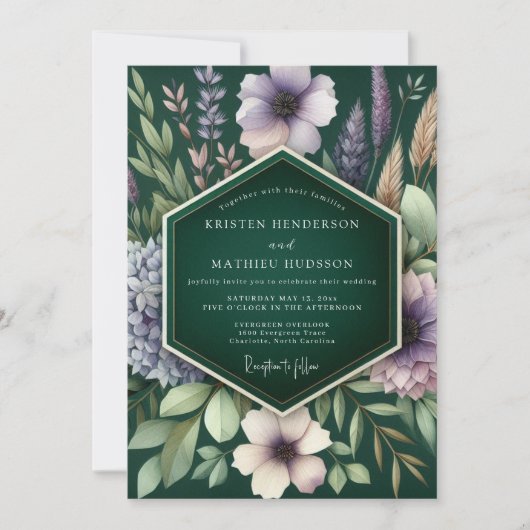 Invitation Emerald Moody Meadow Wedding (Devant)