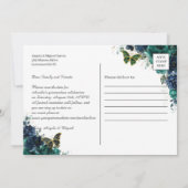 Invitation Emerald Navy Floral Quinceañera Pic Enregistrer la (Dos)