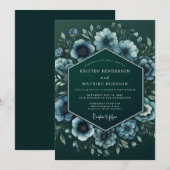 Invitation Emerald Nocturne Anemone Wedding (Devant / Derrière)
