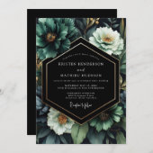 Invitation Emerald Nocturne Flora Wedding (Devant / Derrière)