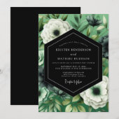 Invitation Emerald Noir Anemone Wedding (Devant / Derrière)
