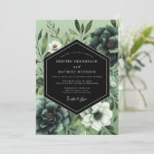 Invitation Emerald Noir Botanical Wedding (Debout devant)