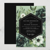 Invitation Emerald Noir Botanical Wedding (Devant / Derrière)