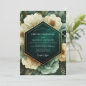 Invitation Emerald Opulent Bloom Wedding (Debout devant)