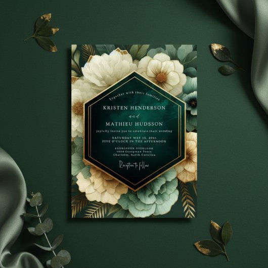 Invitation Emerald Opulent Bloom Wedding