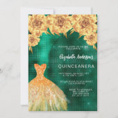 Invitation Emerald or robe florale Quinceanera luxe (Devant)