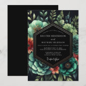 Invitation Emerald Orange Nocturne Wedding (Devant / Derrière)