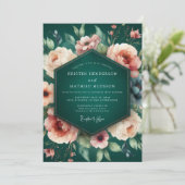 Invitation Emerald Peach Baroque Wedding (Debout devant)