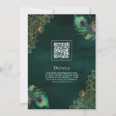 Invitation Emerald Peacock Feathers QR Code Mariage musulman (Dos)