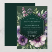 Invitation Emerald Plum Moody Flora Wedding (Devant / Derrière)