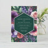 Invitation Emerald Plum Vivid Flora Wedding (Debout devant)