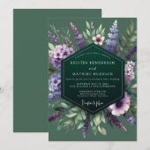 Invitation Emerald Purple Wildflower Wedding (Devant / Derrière)
