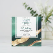 Invitation *~* EMERALD QR GREEN GOLD Agate RSVP AR66 Mariage (Debout devant)