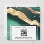 Invitation *~* EMERALD QR GREEN GOLD Agate RSVP AR66 Mariage (Dos)