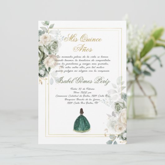 Invitation Emerald Quinceanera (Debout devant)