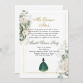 Invitation Emerald Quinceanera (Devant / Derrière)