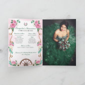 Invitation Emerald Rose rose Charro Quinceanera Photo (Intérieur)