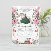 Invitation Emerald Rose rose Charro Western Quinceañera (Debout devant)