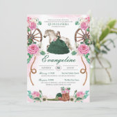Invitation Emerald Rose rose Rustique Charro Quinceañera (Debout devant)