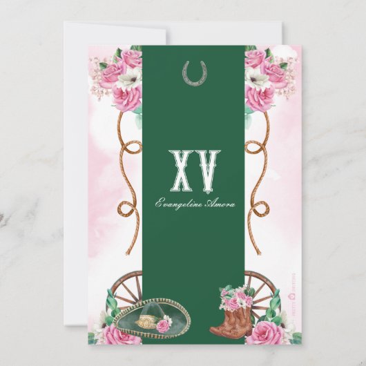 Invitation Emerald Rose rose Rustique Charro Quinceañera (Dos)