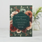 Invitation Emerald Russet Lush Flora Wedding (Debout devant)