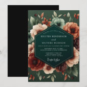 Invitation Emerald Russet Lush Flora Wedding (Devant / Derrière)
