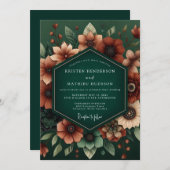 Invitation Emerald Rust Moody Wedding (Devant / Derrière)