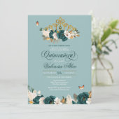 Invitation Emerald Sage Green Elegant Butterfly Quinceanera (Debout devant)