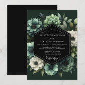 Invitation Emerald Sage Vesper Wedding (Devant / Derrière)