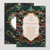 Invitation Emerald & Sapphire Mariage de luxe (Devant / Derrière)