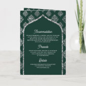 Invitation Emerald Silver Damask Arch QR Code Mariage musulma (Dos)