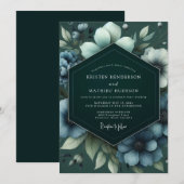 Invitation Emerald Slate Bloom Wedding (Devant / Derrière)