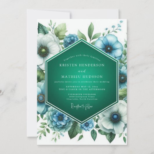 Invitation Emerald Teal Palette Wedding (Devant)
