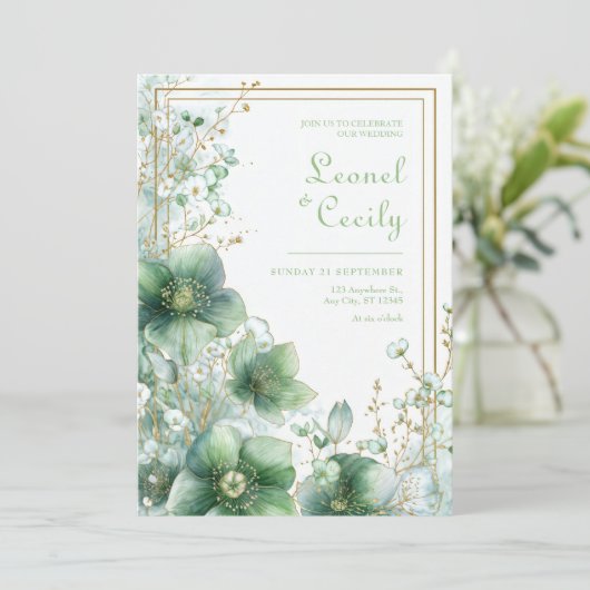 Invitation Emerald Translucent Hellebore Botanical Frame (Debout devant)