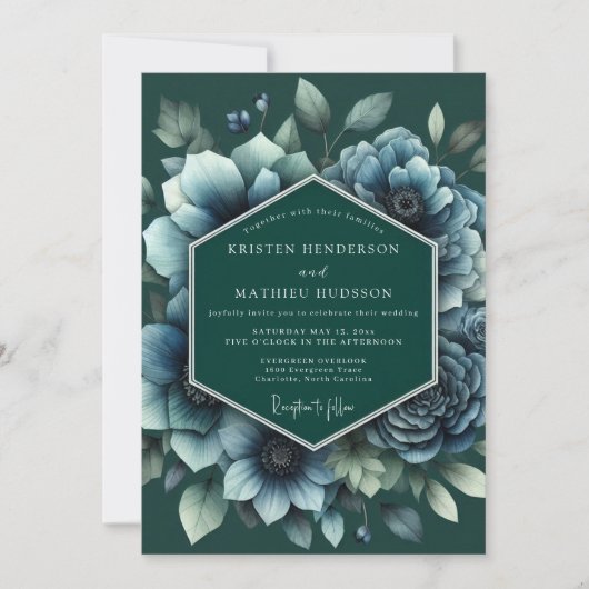 Invitation Emerald Twilight Anemone Wedding (Devant)