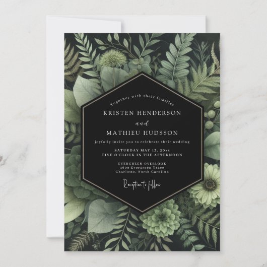 Invitation Emerald Twilight Foliage Wedding (Devant)