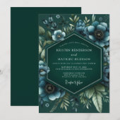 Invitation Emerald Umbral Bloom Wedding (Devant / Derrière)