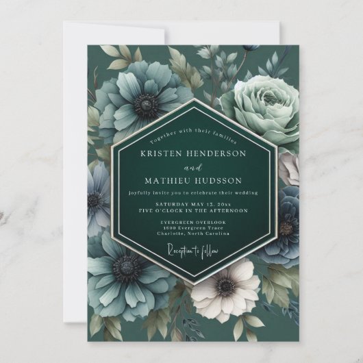 Invitation Emerald Vesperal Bloom Wedding (Devant)