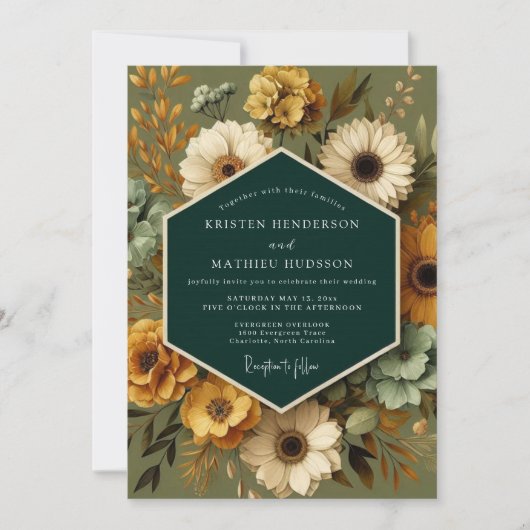 Invitation Emerald Vintage Flora Wedding (Devant)
