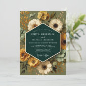 Invitation Emerald Vintage Flora Wedding (Debout devant)