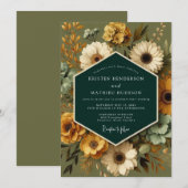 Invitation Emerald Vintage Flora Wedding (Devant / Derrière)