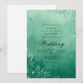 Invitation Emerald Watercolor Mariage (Devant / Derrière)