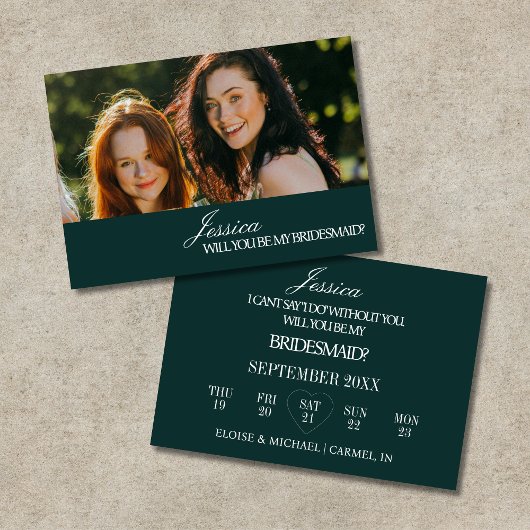 Invitation Emerald Will You Be My Bridesmaid Proposal Card