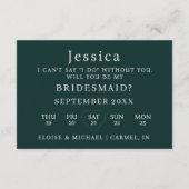 Invitation Emerald Will You Be My Bridesmaid Proposal Card (Dos)