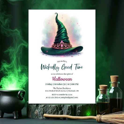 Invitation Emerald Witch Casquette Wicktly Bon Time Halloween