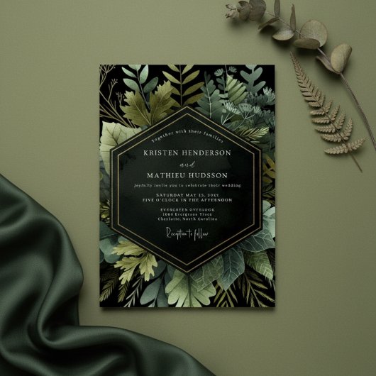 Invitation Emerald Woodland Botanical Wedding