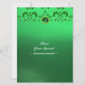 Invitation ÉMERALDE DAMASSÉ MONOGRAMME PIERRE PRÉCIEUSE verte (Dos)