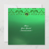 Invitation ÉMERALDE DAMASSÉ PIERRE PRÉCIEUSE MONOGRAMME vert (Dos)